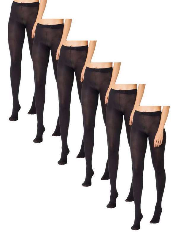 Trifil - Kit com 6 Meias Calças Fio 80 Opaca Trifil 6352 08-Preto