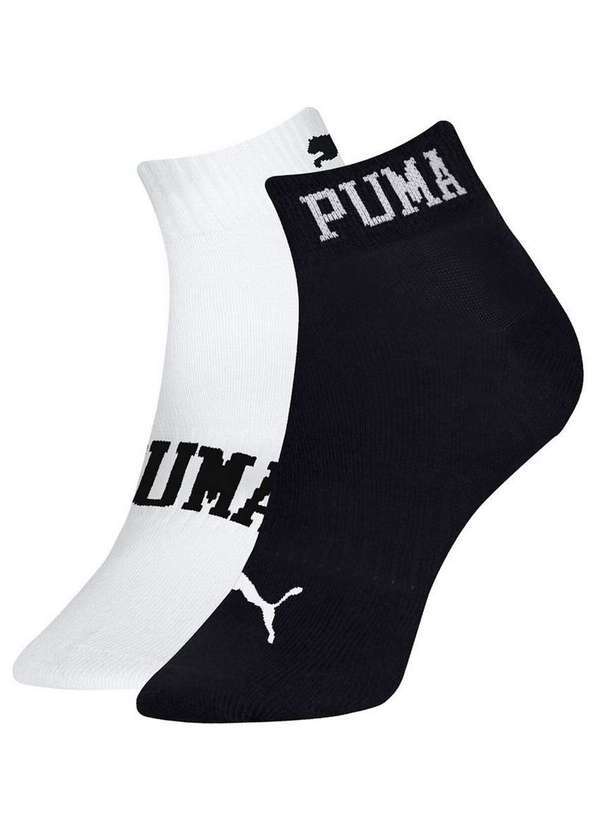Puma - Kit 2 pares de Meias Esportiva Cano Curto Puma 4595-001 979-Preto-Branco