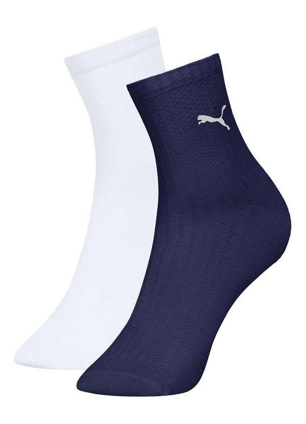 Puma - Kit 2 pares de Meias Esportiva Cano Médio Puma 4970-001 979-Branco-Marinho