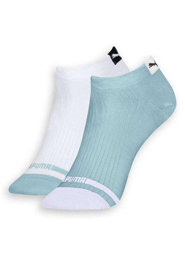 Puma - Kit 2 pares de Meias Esportiva Cano Curto Puma 4745-001/002 994-Branco-Verde-Chá