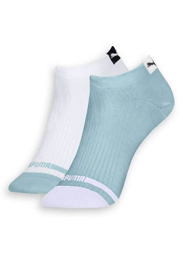 Puma - Kit 2 pares de Meias Esportiva Cano Curto Puma 4745-001/002 992-Branco-Azul-Claro