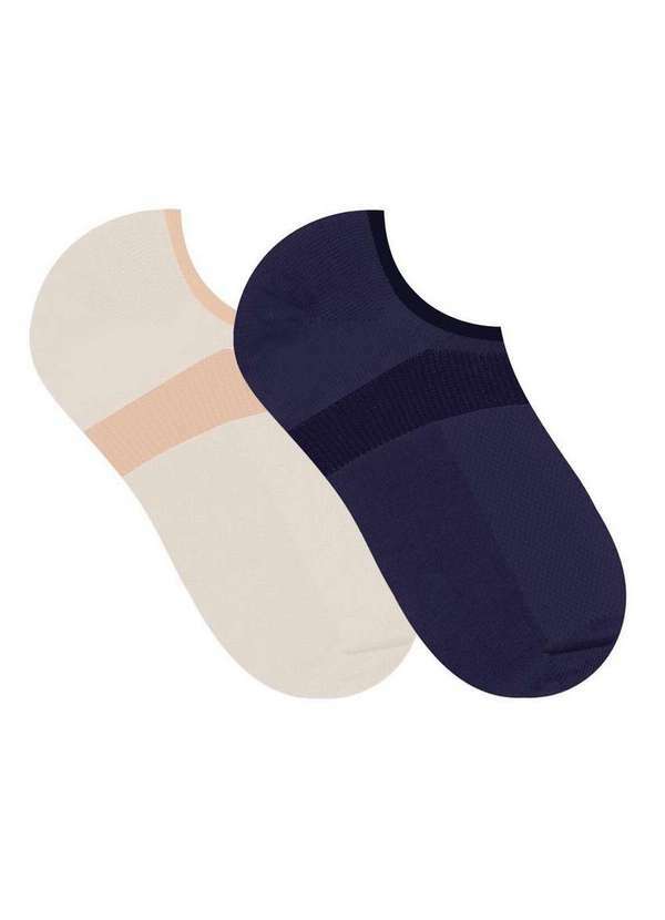 Selene - Kit 2 pares de Meias Invisível Selene 4805-001 998-Marfim-Marinho