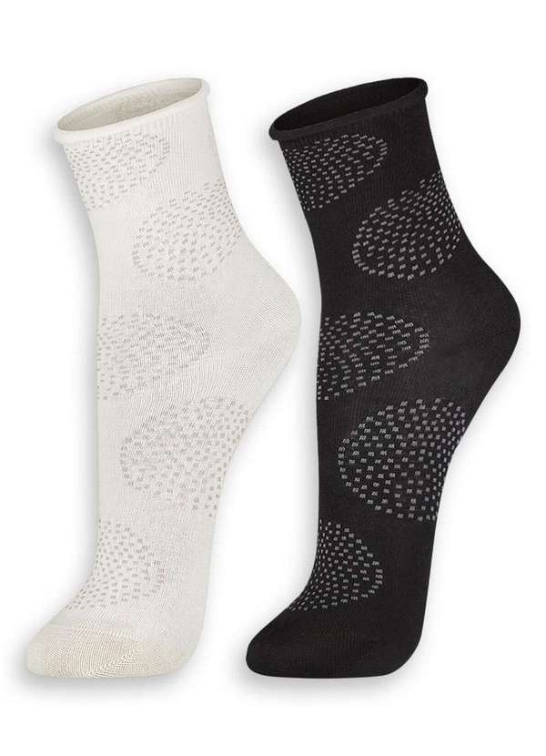 Lupo - Kit 2 pares de Meias sem Punho Cano Médio Lupo 4421-088 0901-Preto-Branco