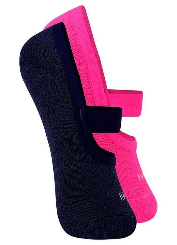 Trifil - Kit 2 pares de Sapatilhas Antiderrapante Pilates Trifil 6214 Marinho-Rosa-Fruti
