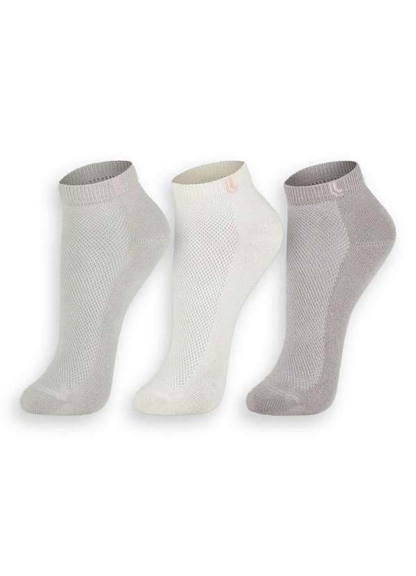 Lupo - Kit/3 Meia Lupo 3226-089 0908-Cinza-Off-White 3