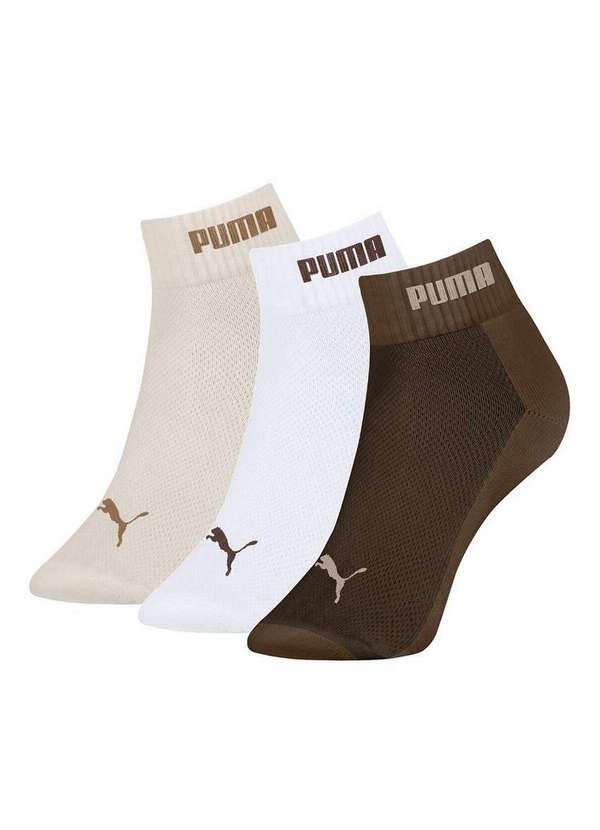 Puma - Kit 3 pares de Meias Cano Curto Puma 4885-001 996-Off-White-Branco-Castor
