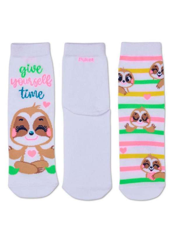 Puket - Kit 3 pares de Meias Cano Médio Puket 72845 5519-100-Branco