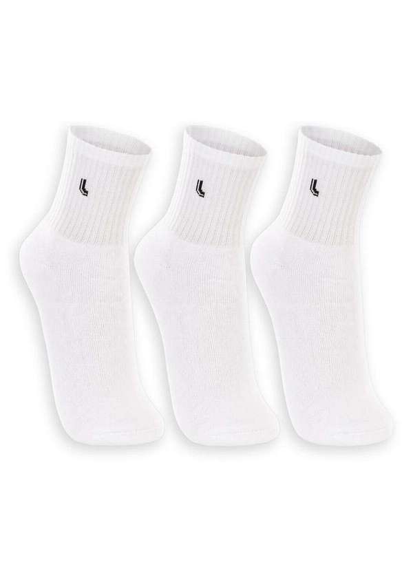 Lupo - Kit 3 pares de Meias Esportiva Cano Médio Lupo 3148-089 0900-Branco