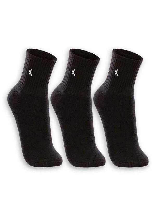 Lupo - Kit 3 pares de Meias Esportiva Cano Médio Lupo 3148-089 0901-Preto