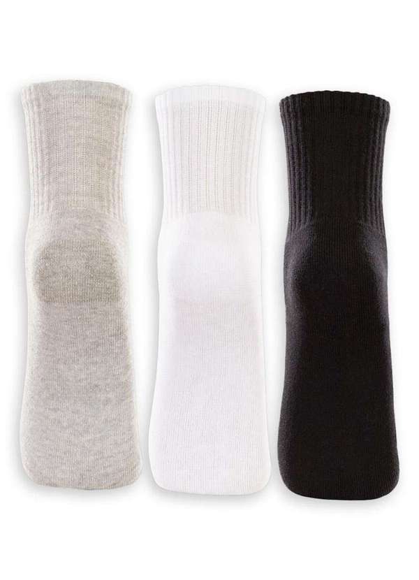 Lupo - Kit 3 pares de Meias Esportiva Cano Médio Lupo 3148-089 0903-Cinza-Branco-Preto 2