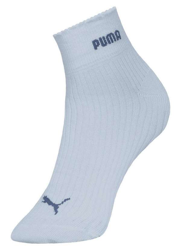 Puma - Kit 3 pares de Meias Esportiva Cano Médio Puma 4730-003/001 998-Verde-Água-Azul-Claro-Branco 3