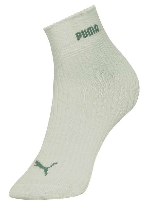 Puma - Kit 3 pares de Meias Esportiva Cano Médio Puma 4730-003/001 998-Verde-Água-Azul-Claro-Branco 6
