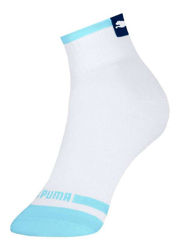 Puma - Kit 3 pares de Meias Esportiva Cano Médio Puma 4730-003/001 991-Branco-Rosa-Chá-Off-White 6