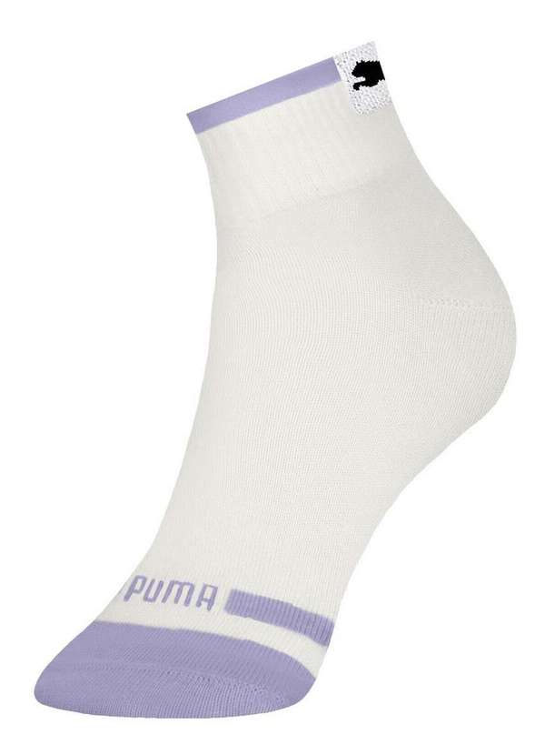 Puma - Kit 3 pares de Meias Esportiva Cano Médio Puma 4730-003/001 991-Branco-Rosa-Chá-Off-White 8