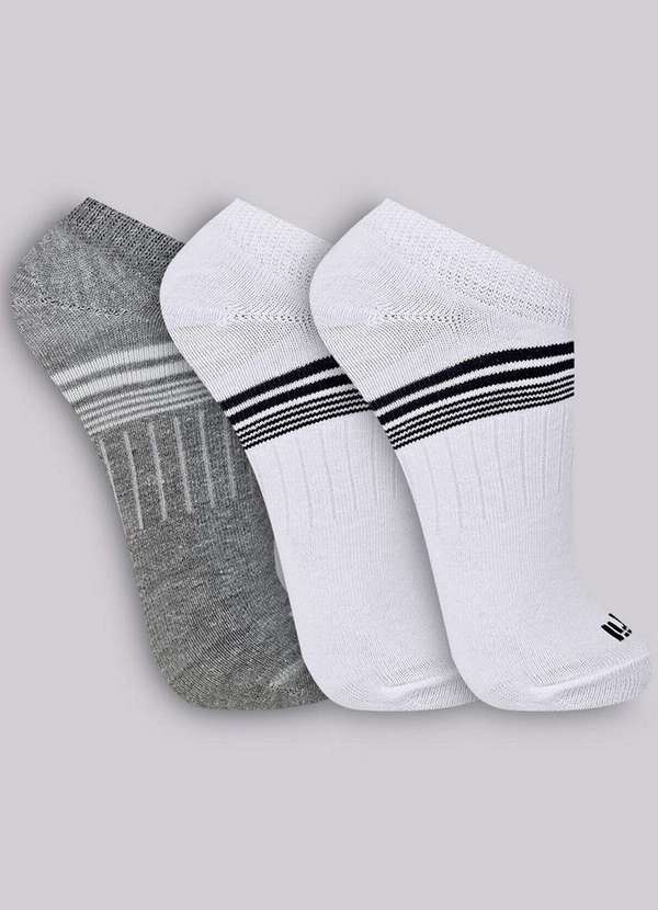 Trifil - Kit 3 pares de Meias Esportiva Invisível Trifil 8015 0902-Mescla-Branco