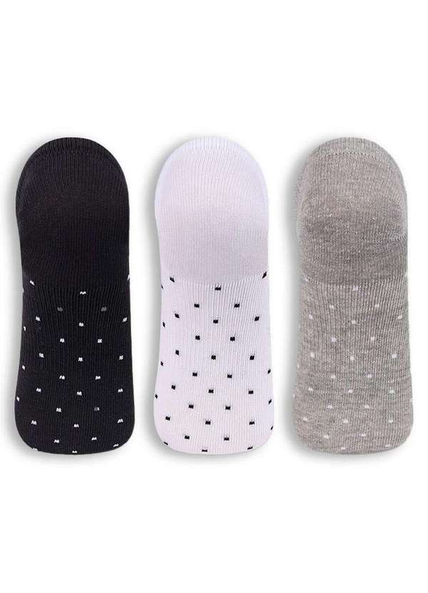 Lupo - Kit 3 pares de Meias Invisível 3171-089 0900-Preto-Branco-Cinza 2