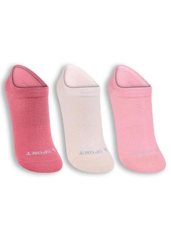 Lupo - Kit 3 pares de Meias Invisível 3171-089 0903-Rosa-Branco