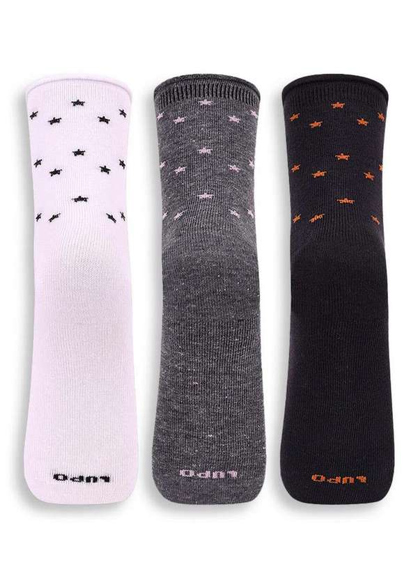 Lupo - Kit 3 pares de Meias sem Punho Cano Médio Lupo 4421-089 0928-Branco-Cinza-Chumbo-Preto 2