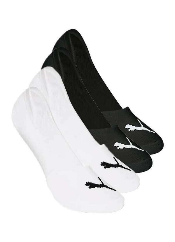 Puma - Kit 4 pares de Meias Invisível Puma 4715-001 Branco-Preto
