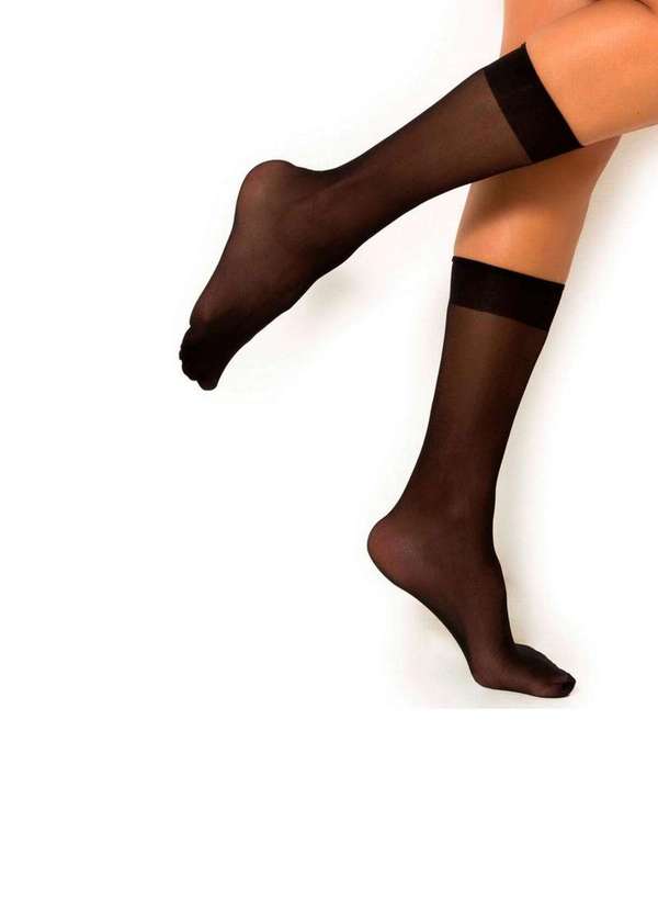 Trifil - Kit 6 pares de Meias 3/4 Fio 20 Trifil 6106 Natural-Preto 3