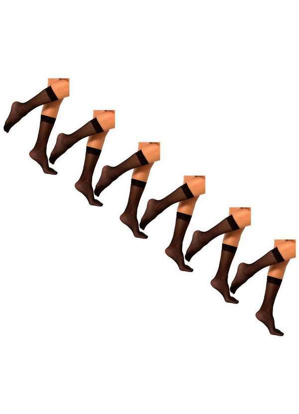 Trifil - Kit 6 pares de Meias 3/4 Fio 20 Trifil 6106 Preto