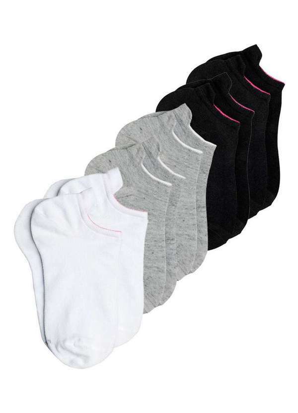 Lupo - Kit 6 pares de Meias Básicas Cano Curto Lupo 4536-089 Branco-Cinza-Preto