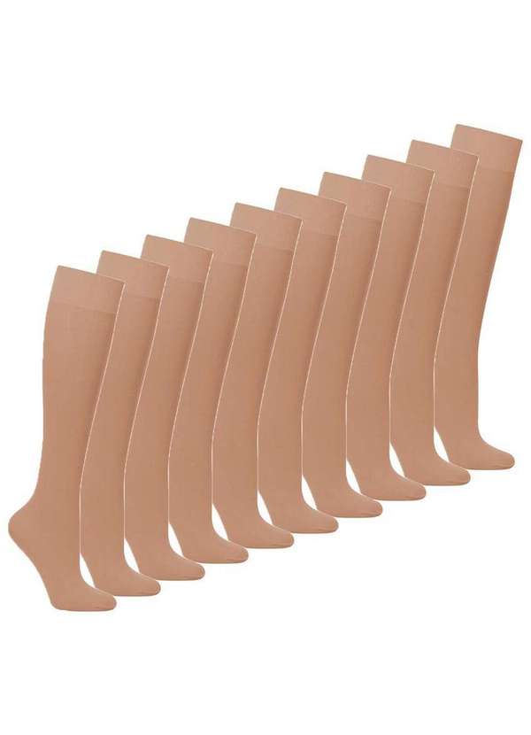 Lupo - Kit 10 pares de Meias 3/4 Fio 20 Loba 5510-001 Natural-Peach