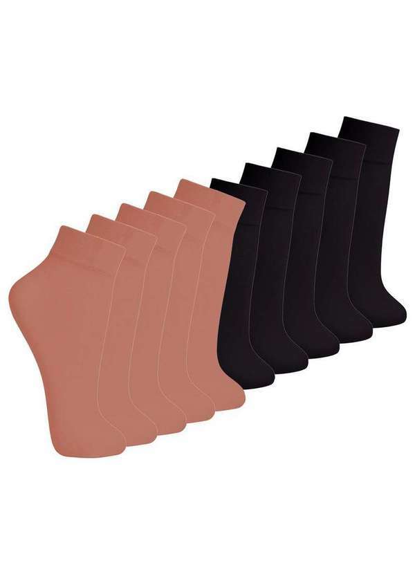 Lupo - Kit 10 pares de Meias Fio 40 Opaca Lupo 5531-001 Pó-De-Arroz-Preto