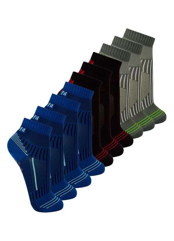 Trifil - Kit 10 pares de Meias Hidroginástica Trifil 6037 Azul-Preto-Cinza