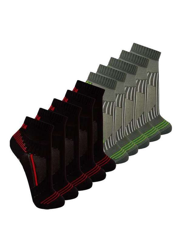 Trifil - Kit 10 pares de Meias Hidroginástica Trifil 6037 Preto-Cinza