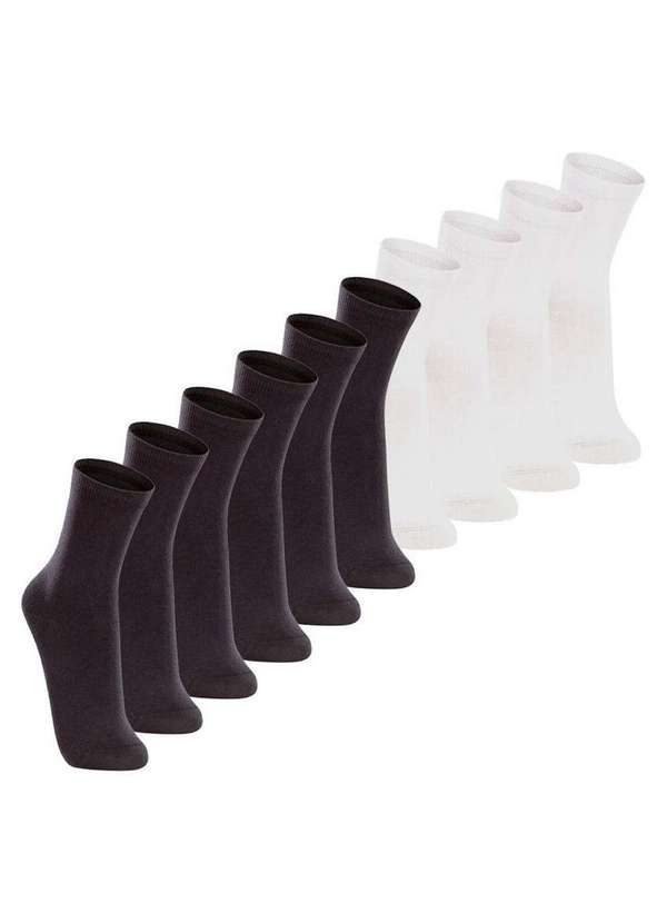 Lupo - Kit com 10 pares de Meias Cano Longo Lupo 4575-088 Preto-Branco