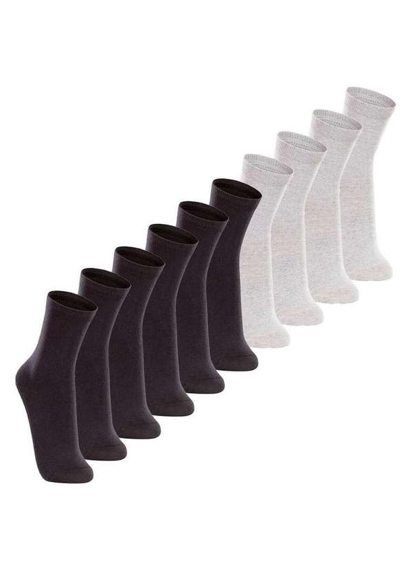 Lupo - Kit com 10 pares de Meias Cano Longo Lupo 4575-088 Preto-Cinza