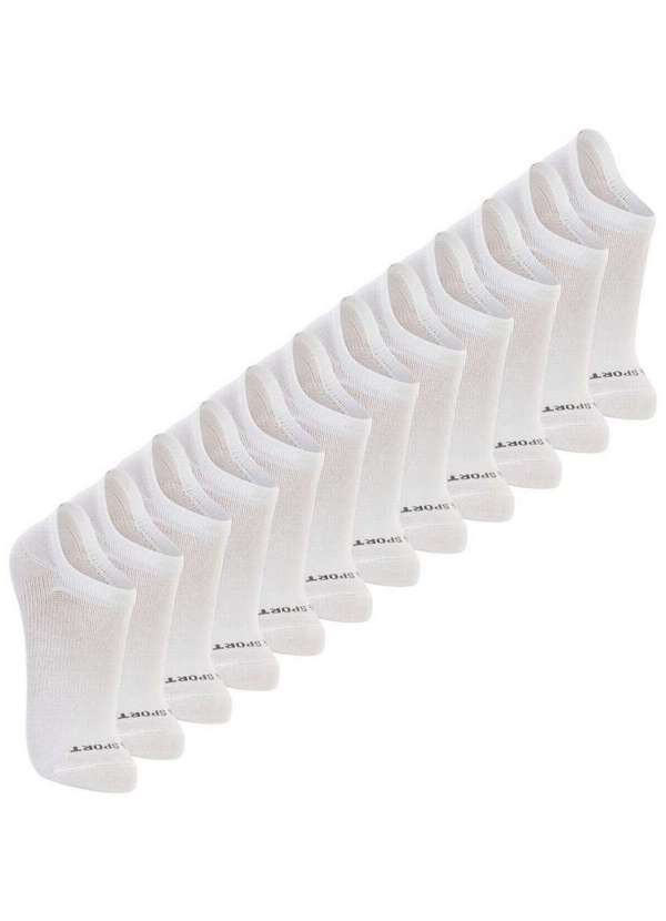 Lupo - Kit 12 pares de Meias Esportiva Invisível Lupo 3170-089 Branco