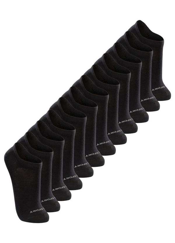 Lupo - Kit 12 pares de Meias Esportiva Invisível Lupo 3170-089 Preto