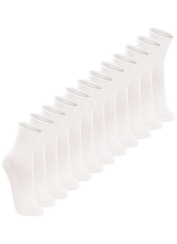 Lupo - Kit 12 pares de Meias sem Punho Cano Médio Lupo 4421-001 Branco