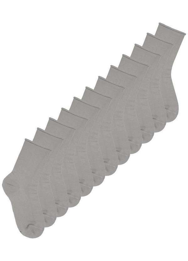 Lupo - Kit 12 pares de Meias sem Punho Cano Médio Lupo 4421-001 Cinza