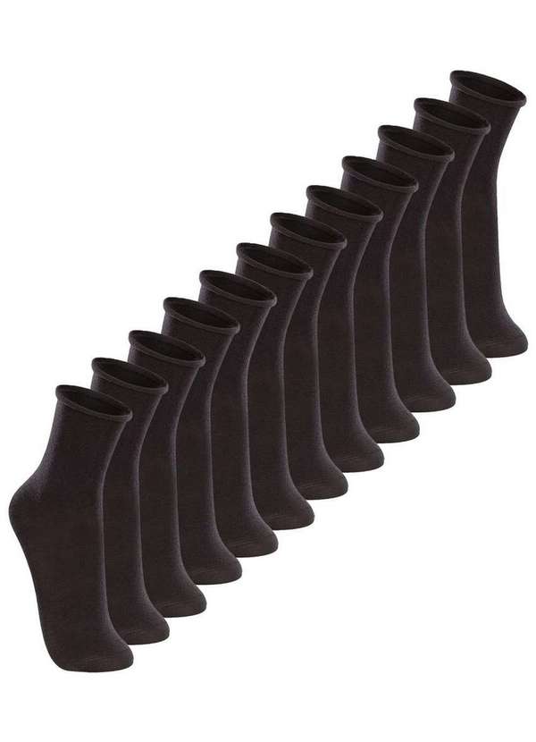 Lupo - Kit 12 pares de Meias sem Punho Cano Médio Lupo 4421-001 Preto