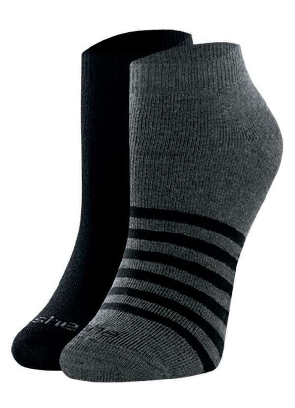 She - Kit 2 pares de Meias Cano Curto She 286.04 Pt00-Chumbo-Preto