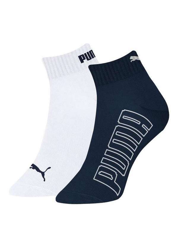 Puma - Kit 2 pares de Meias Esportiva Cano Curto Puma 4595-001 994-Marinho-Branco