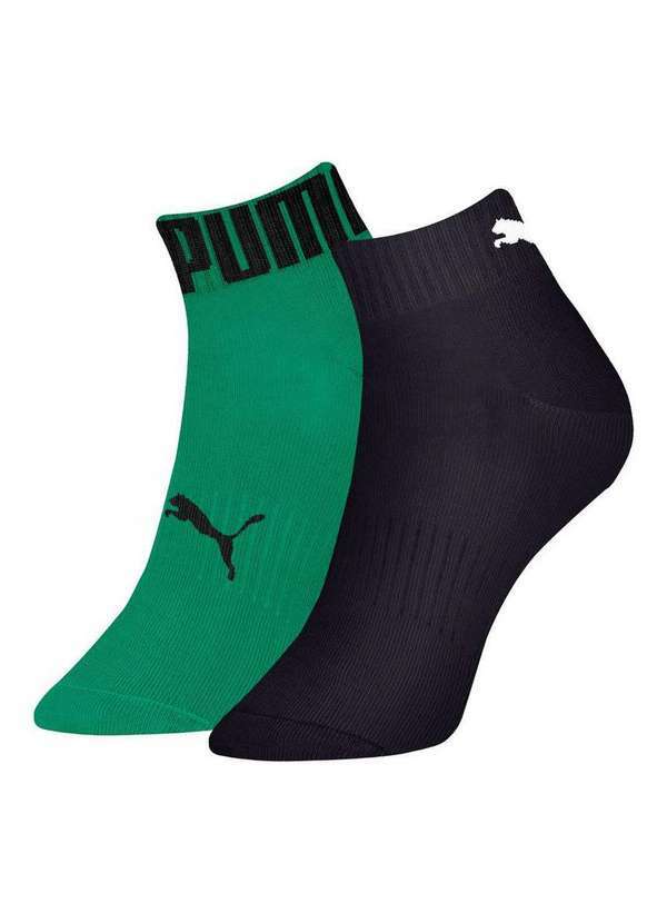 Puma - Kit 2 pares de Meias Esportiva Cano Curto Puma 4595-001 996-Verde-Preto