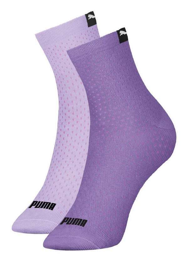 Puma - Kit 2 pares de Meias Esportiva Cano Médio Puma 4970-001 993-Lilás-Roxo