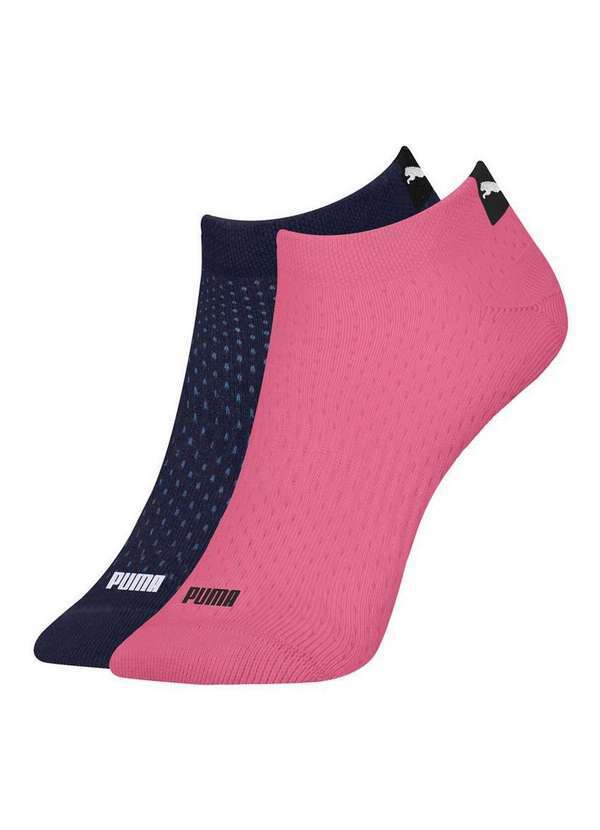 Puma - Kit 2 pares de Meias Esportiva Cano Curto Puma 4745-001/002 993-Marinho-Rosa