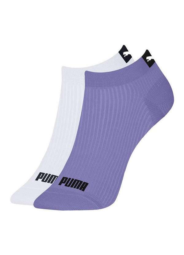 Puma - Kit 2 pares de Meias Esportiva Cano Curto Puma 4745-001/002 998-Branco-Lilás