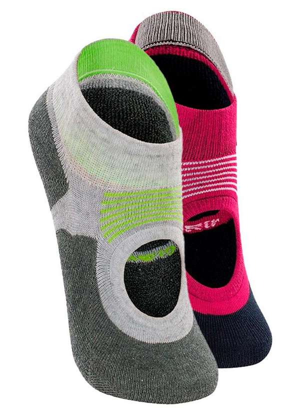 Lupo - Kit 2 pares de Sapatilhas Antiderrapante Pilates Lupo 3286-002 Cinza-Cereja