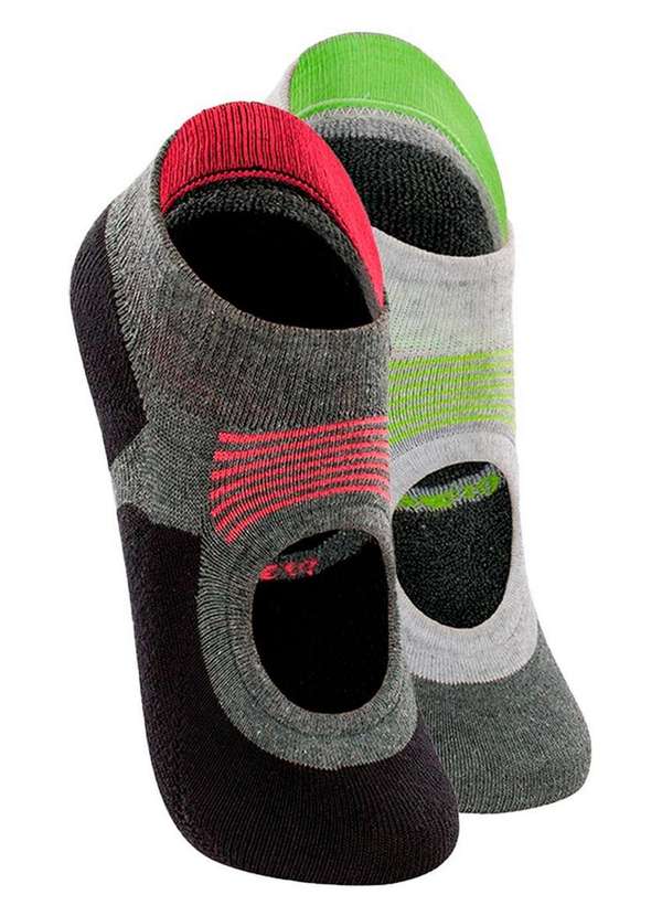 Lupo - Kit 2 pares de Sapatilhas Antiderrapante Pilates Lupo 3286-002 Cinza-Chumbo-Cinza