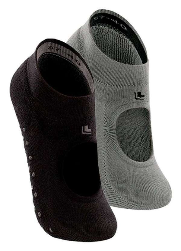 Lupo - Kit 2 pares de Sapatilhas Antiderrapante Pilates Lupo 3286-003 Preto-Cinza