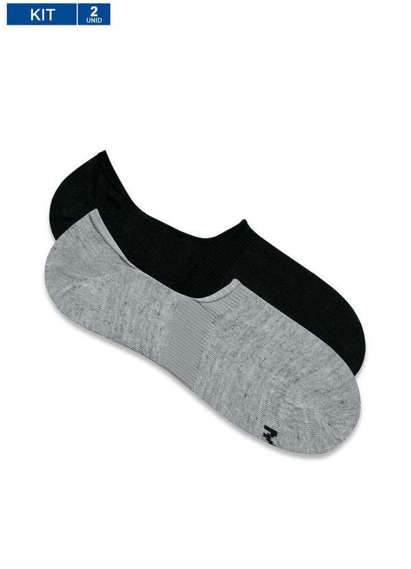 Mash - Kit 2 pares de Sapatilhas Invisível Mash 207.02 Cz05-Cinza-Preto