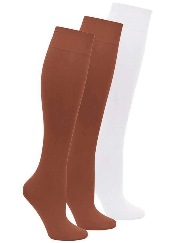 Lupo - Kit 3 pares de Meias 3/4 Fio 40 Opaca Loba 5550-001 Pó-De-Arroz-Branco