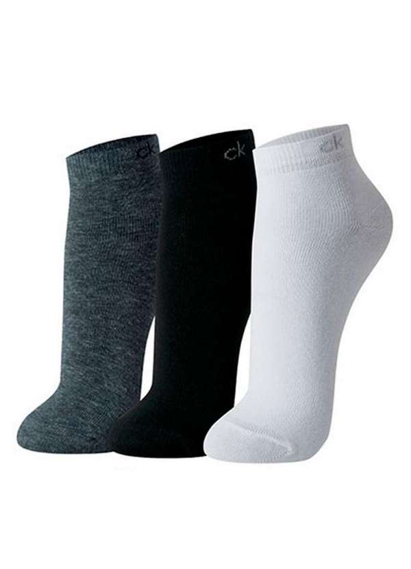 Calvin Klein - Kit 3 pares de Meias Cano Curto Calvin Klein C23.01 Cz06-Preto-Grafite-Branco