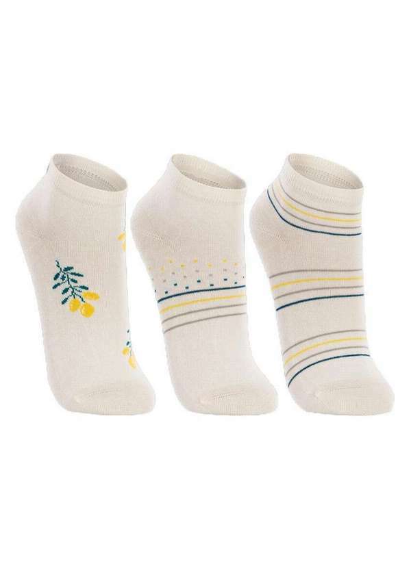 Lupo - Kit 3 pares de Meias Cano Curto Lupo 4535-889 0913-Off-White